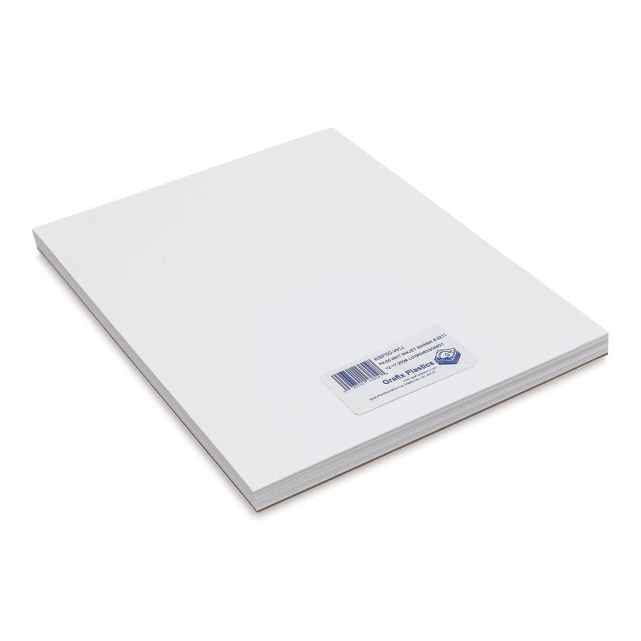 Grafix Shrink Film - 8.5" x 11", Inkjet Shrink Film, White, 50 Sheets